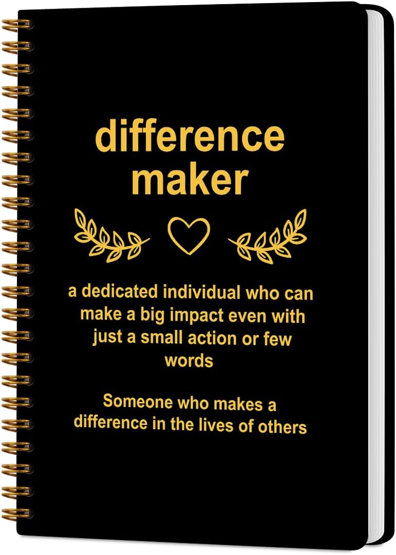 CQM Difference Maker Gift Hardcover Spiral Notebooks, Difference Maker Definition A5 Composition Notebook College Ruled, Thank You Gifts for Women Men Teacher Nurse Coworkers, Journal for Writing - Image 1
